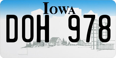 IA license plate DOH978