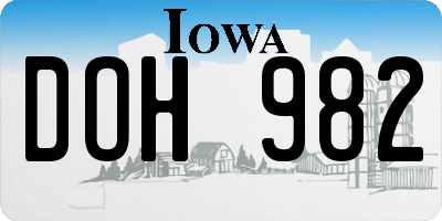 IA license plate DOH982
