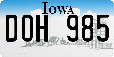 IA license plate DOH985
