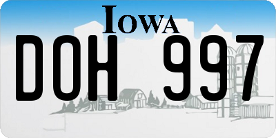 IA license plate DOH997