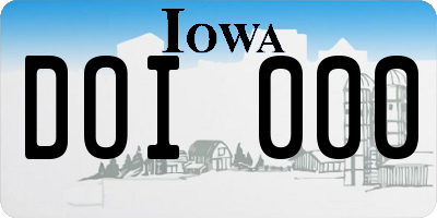 IA license plate DOI000