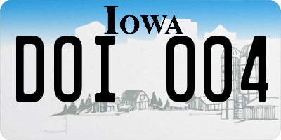 IA license plate DOI004