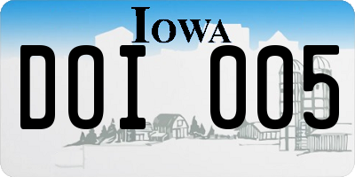 IA license plate DOI005