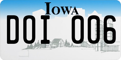 IA license plate DOI006