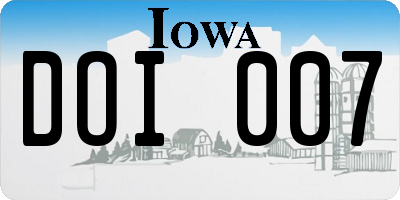 IA license plate DOI007