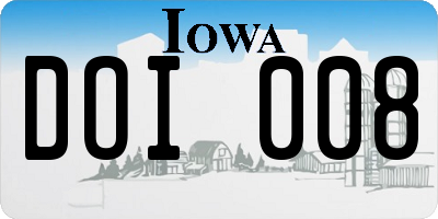 IA license plate DOI008