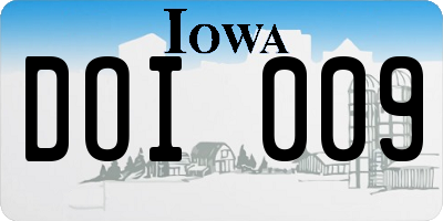 IA license plate DOI009