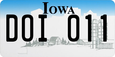 IA license plate DOI011