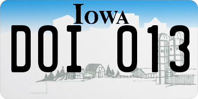 IA license plate DOI013