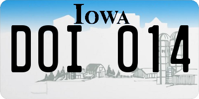 IA license plate DOI014