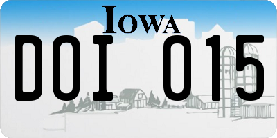 IA license plate DOI015