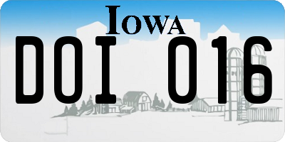 IA license plate DOI016