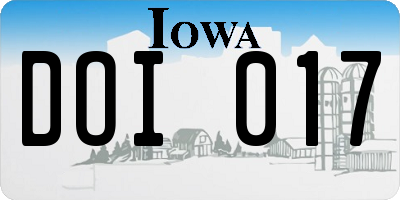 IA license plate DOI017