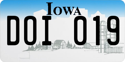 IA license plate DOI019