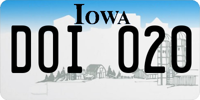 IA license plate DOI020