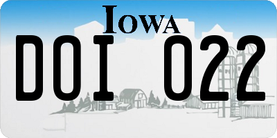 IA license plate DOI022
