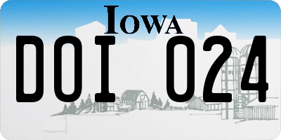 IA license plate DOI024