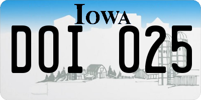 IA license plate DOI025
