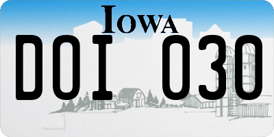 IA license plate DOI030