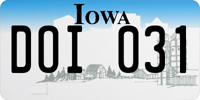 IA license plate DOI031