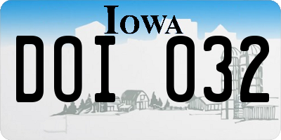 IA license plate DOI032