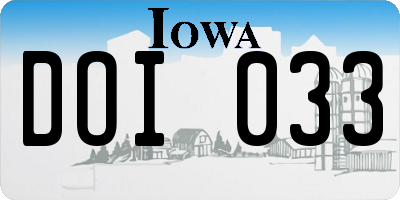 IA license plate DOI033