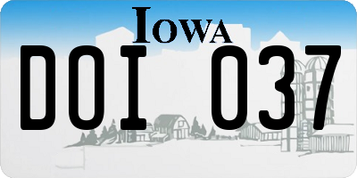 IA license plate DOI037