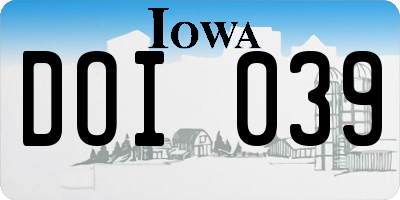 IA license plate DOI039
