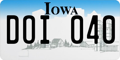 IA license plate DOI040