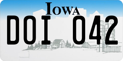 IA license plate DOI042