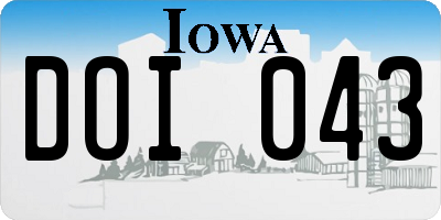 IA license plate DOI043