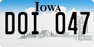 IA license plate DOI047