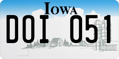 IA license plate DOI051