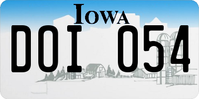 IA license plate DOI054