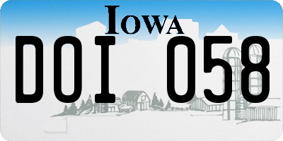 IA license plate DOI058