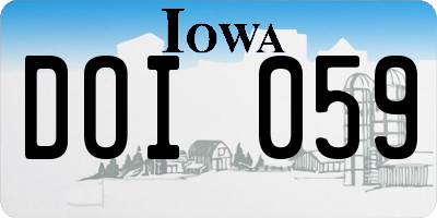 IA license plate DOI059