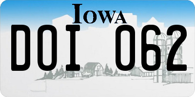 IA license plate DOI062