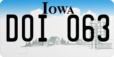 IA license plate DOI063