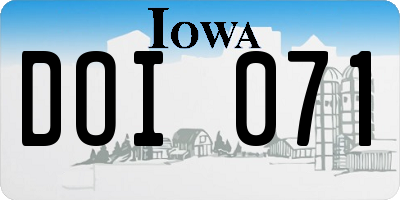 IA license plate DOI071