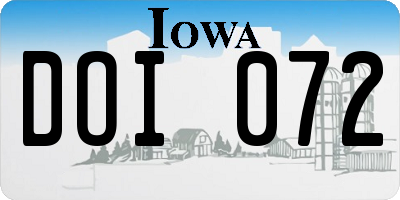 IA license plate DOI072