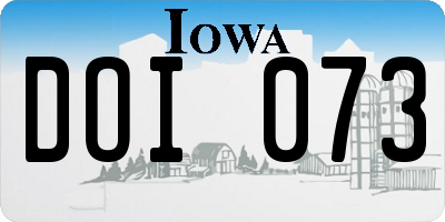 IA license plate DOI073
