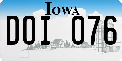 IA license plate DOI076