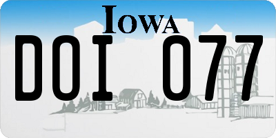 IA license plate DOI077