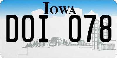 IA license plate DOI078