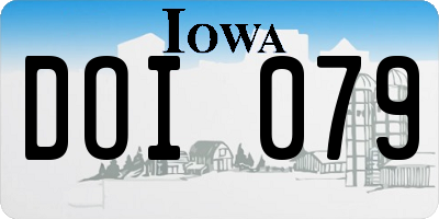 IA license plate DOI079