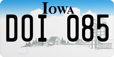 IA license plate DOI085