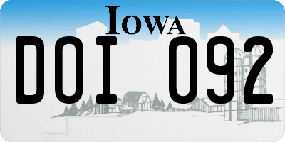 IA license plate DOI092