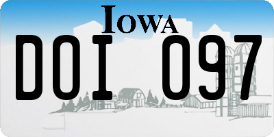 IA license plate DOI097