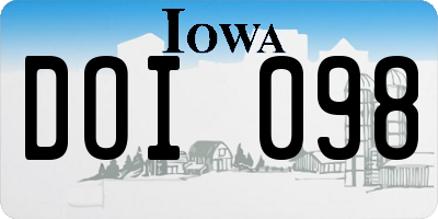 IA license plate DOI098