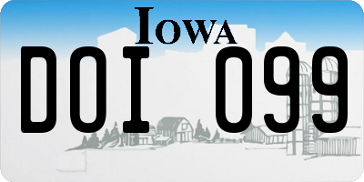 IA license plate DOI099